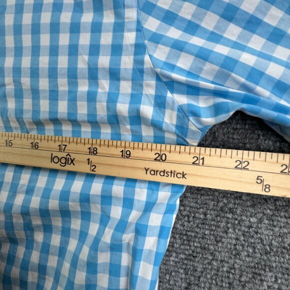 Eton Long Sleeve Button Up POPLIN 16 Cotton Designer Blue Check Contemporary - Picture 6 of 16